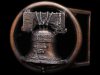 AWESOME VINTAGE 1970s CUT-OUT LIBERTY BELL BRASS BUCKLE