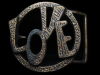 REALLY NICE VINTAGE 1970s HIPPIE STYLE LOVE BELT BUCKLE