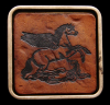 GREAT 70s BRASS & LEATHER BUCKLE *PEGASUS FLYING HORSE*