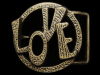 SWEET VINTAGE 1970s HIPPIE STYLE LOVE BRASS BELT BUCKLE