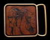 1970s ***MEDIEVAL LORD & LADY*** BRASS & LEATHER BUCKLE
