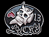 **LUCKY 13 W/ HORNED SKULL & UPSIDE DOWN HEART** BUCKLE