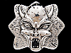 COOL VINTAGE 1980s LARGE ALIEN DEVIL FACE SILVER BUCKLE