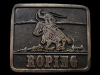 GREAT VINTAGE 1976 ROPING (COWBOY ON HORSE) BELT BUCKLE