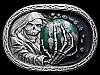 COOL NOS VINTAGE 1991 *SKELETON HOLD EARTH* BELT BUCKLE