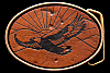 VINTAGE 1970s **EAGLE @ SUNRISE** SOLID BRASS & LEATHER BUCKLE