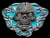 AWESOME 1994 EVIL SKIN-PEELED HUMAN FACE W/ OPEN BRAIN BELT BUCKLE