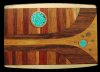 **NOS** AWESOME VINTAGE 1970s **ABSTRACT ARTWORK*** WOODEN INLAID BUCKLE