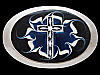 VINTAGE 1970s **CROSS ON SWIRL BACKGROUND** BELT BUCKLE