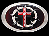 COOL VINTAGE 1970s **CROSS ON SWIRL BACKGROUND** BELT BUCKLE