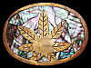 AWESOME VINTAGE 1970s MARIJUANA LEAF ABALONE & SOLID BRASS BUCKLE