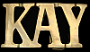 **NOS** VINTAGE 1970s CUT-OUT NAME ***KAY*** SOLID BRASS BUCKLE