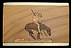 *NOS* BEAUTIFUL VINTAGE 1970s ***END OF THE TRAIL*** WOOD INLAID ARTWORK BUCKLE