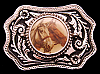 **NOS** VINTAGE 1970s WESTERN STYLE ***TWO HORSES*** SILVERTONE BELT BUCKLE