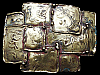 VINTAGE 1970s ABSTRACT STYLE COLLAGE OF SYMBOLS BELT BUCKLE