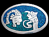 COOL VINTAGE 1970s SOUTHWEST STYLE TRADITIONAL ARTWORK BELT BUCKLE