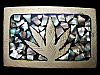 AWESOME VINTAGE 1970s SOUTHWEST STYLE MARIJUANA (ABALONE) BELT BUCKLE