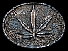 COOL VINTAGE 1970s MARIJUANA LEAF OVAL-SHAPED BELT BUCKLE