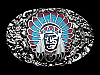 COOL VINTAGE 1970s SOUTHWEST STYLE INDIAN CHEIF W/ BIG HEADDRESS BELT BUCKLE