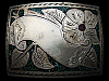 VINTAGE 1970s HIPPIE STYLE FLORAL DECOR NAMEPLATE BELT BUCKLE