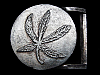 COOL VINTAGE 1970s MARIJUANA LEAF CIRCLE-SHAPED BELT BUCKLE