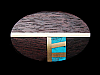 **NOS** COOL VINTAGE 1970s ABSTRACT ARTWORK INLAID WOOD & STONE OVAL BELT BUCKLE