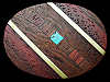 **NOS** COOL VINTAGE 1970s ABSTRACT ARTWORK INLAID WOOD & STONE OVAL BELT BUCKLE