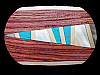 **NOS** AMAZING VINTAGE 1970s ABSTRACT ARTWORK INLAID WOOD & STONE BELT BUCKLE