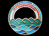 NOS AWESOME VINTAGE 1971 HIPPIE STYLE RAINBOW OVER EARTH SOLID BRASS BUCKLE