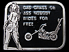 VINTAGE 1970s *GAS GRASS OR ASS NOBODY RIDES FOR FREE* MOTORCYCLE BELT BUCKLE