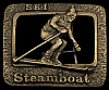 *NOS* AMAZING 1970s VINTAGE **STEAMBOAT** SNOW SKIER COLORADO SKI RESORT BUCKLE