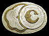 GREAT VINTAGE 1982 ***C*** INITIAL ENGRAVED COWBOY WESTERN STYLE BUCKLE