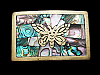 VINTAGE 1970s HIPPIE STYLE BUTTERFLY W/ ABALONE SHELL SOLID BRASS BELT BUCKLE