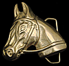 **NOS** VINTAGE 1970s CUT-OUT ***HORSE HEAD*** SOLID BRASS BUCKLE